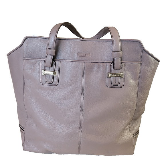 Coach Taylor Leather North/South Tote Bag Putty Taupe No M1320-F25941 12x4x13 in